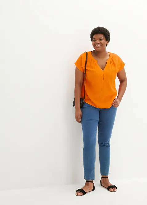 Musselin-Blusentop aus reiner Baumwolle, bonprix