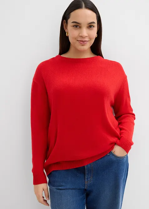 Pull col rond en maille, bonprix