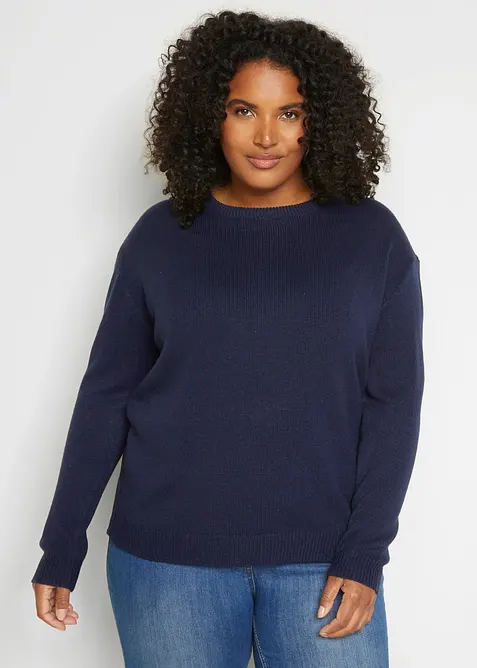 Pull col rond en maille, bonprix