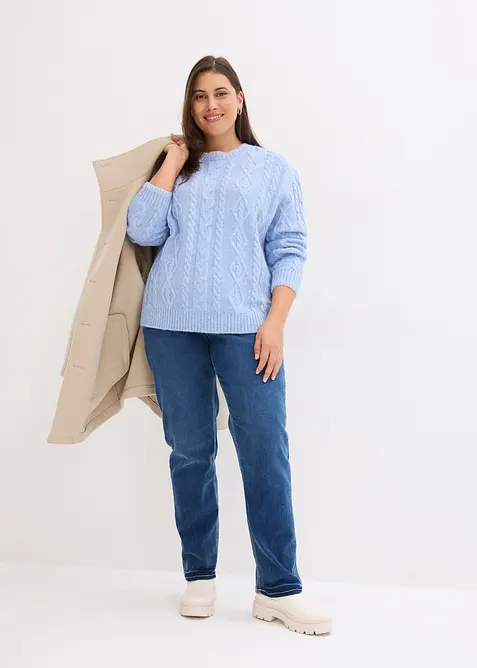 Grobstrick-Pullover mit Zopfmuster, bonprix