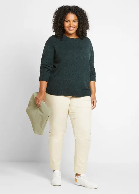 Pull en maille chin&eacute;e &agrave; col rond, bonprix