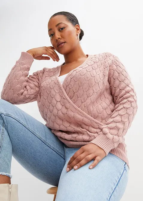 Pull ajour&eacute; style cache-c&oelig;ur, bonprix