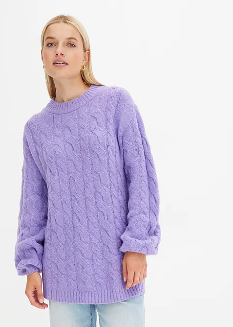 Oversize-Pullover mit Zopfmuster, bonprix