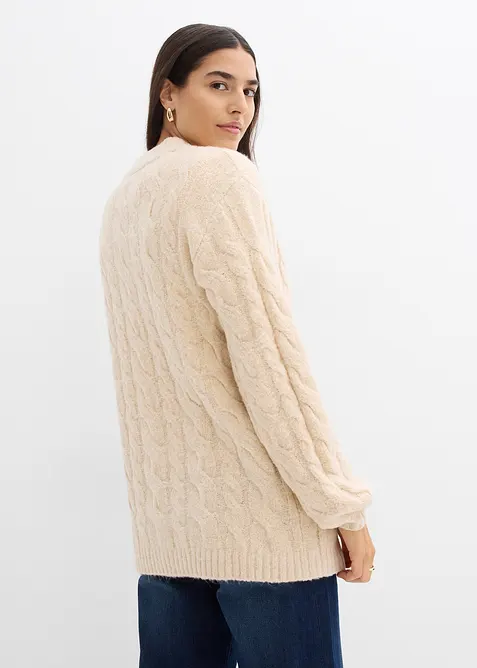 Oversize-Pullover mit Zopfmuster, bonprix