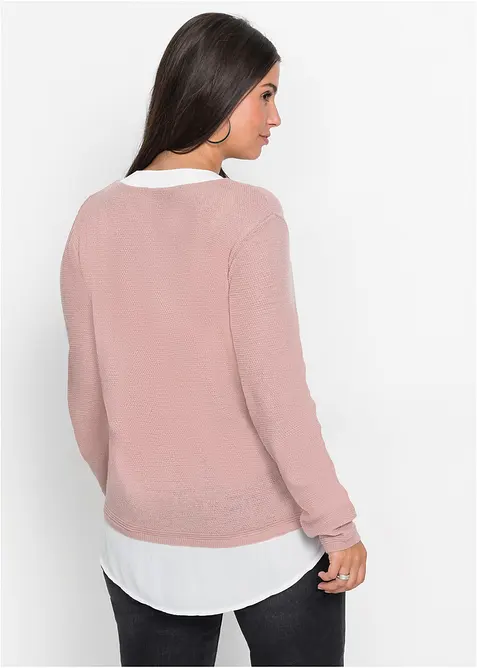 Pull en fine maille avec empi&egrave;cement chemisier, bonprix