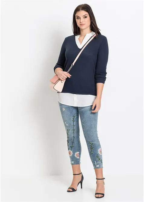 Feinstrickpullover mit Bluseneinsatz, bonprix