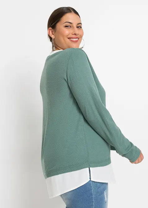 Pull en fine maille avec empi&egrave;cement chemisier, bonprix
