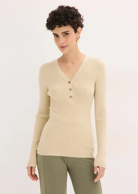 Rippenpullover mit Viskose, bonprix