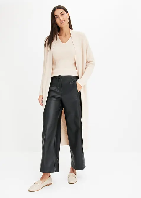 Kurzarm- Rippenpullover mit Viskose, bonprix