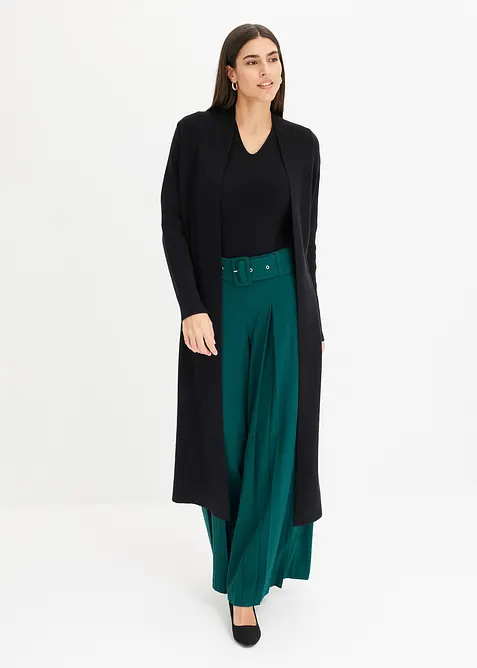 Kurzarm- Rippenpullover mit Viskose, bonprix