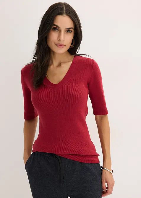 Pull manches courtes c&ocirc;tel&eacute;, bonprix