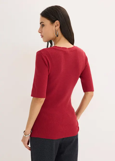 Pull manches courtes c&ocirc;tel&eacute;, bonprix