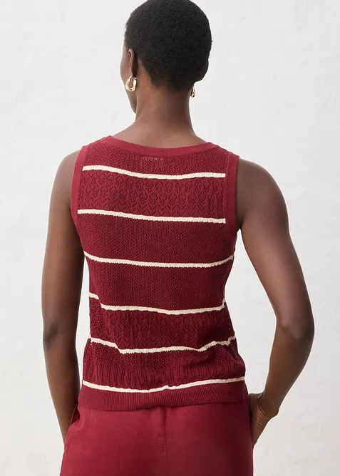 Ajour-Strickweste mit Leinenanteil, bonprix