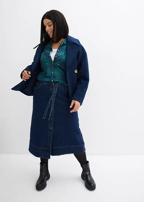 Jeansrock Midil&auml;nge mit Knopfleiste, bonprix