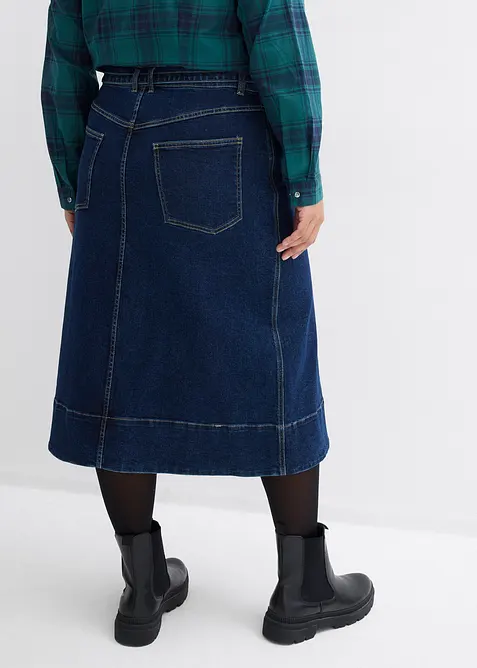 Jeansrock Midil&auml;nge mit Knopfleiste, bonprix