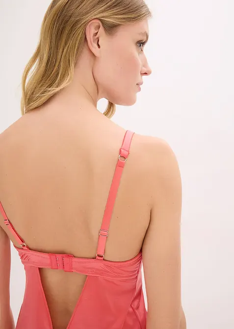 Babydoll aus gl&auml;nzendem Material und floraler Glitzerstickerei, bonprix