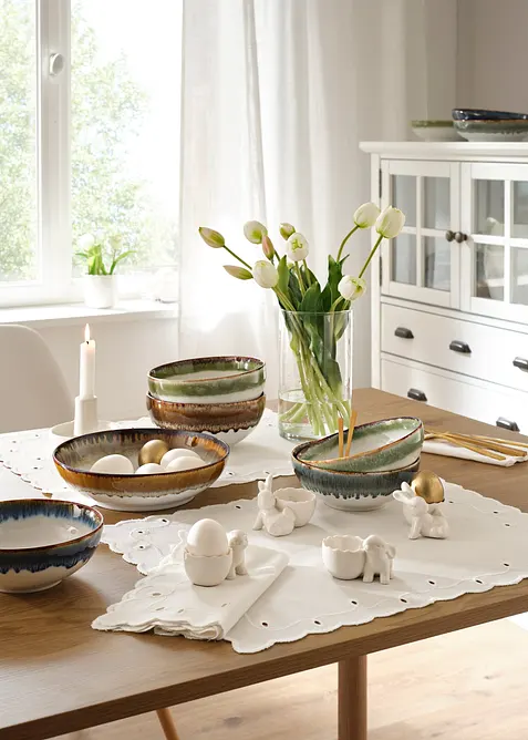 Stoffservietten aus Bio Baumwolle mit Stickerei (2er Pack), bonprix