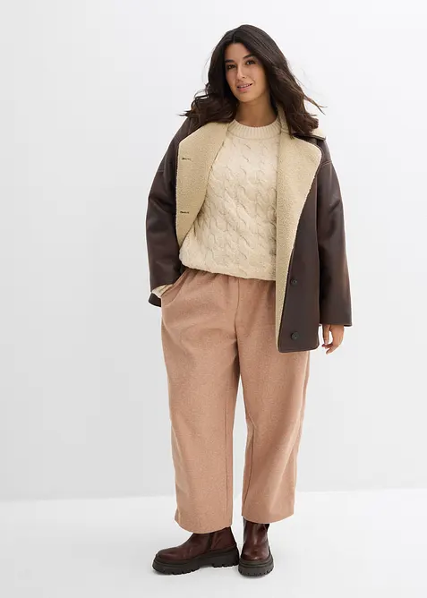 Oversize-Pullover mit Zopfmuster, bonprix