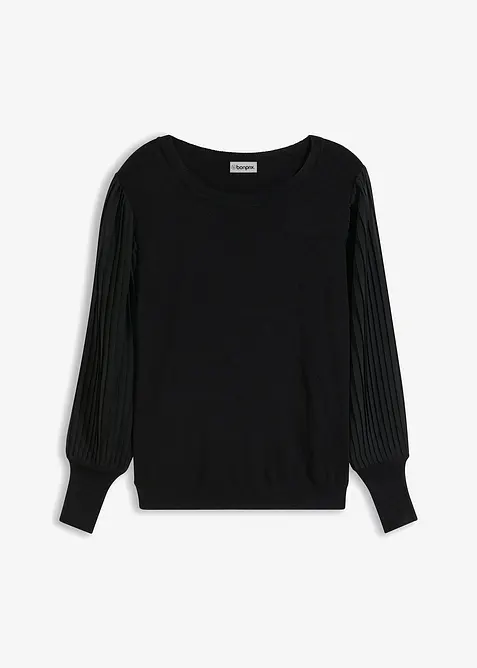 Pullover mit plissierten &Auml;rmeln, bonprix