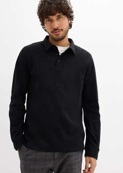Langarm-Poloshirt aus extraweicher Baumwolle, Slim Fit, bonprix