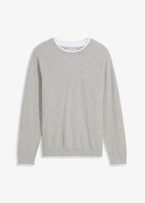 Feinstrickpullover mit doppeltem Kragen, bonprix