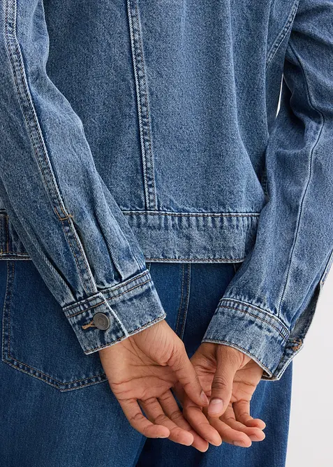 Veste en jean &agrave; d&eacute;tail tress&eacute;, bonprix