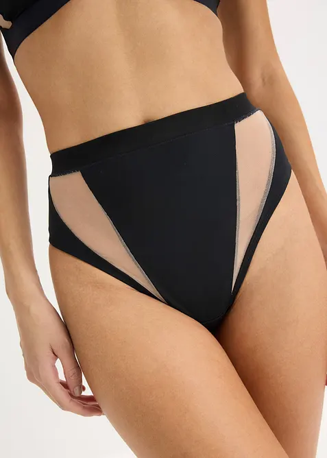 Highwaist String mit transparenten Eins&auml;tzen, bonprix