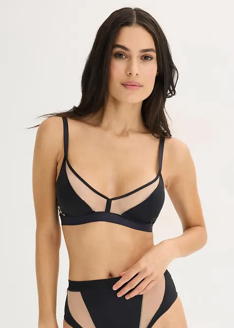 Bralette ohne B&uuml;gel mit transparenten Eins&auml;tzen, bonprix