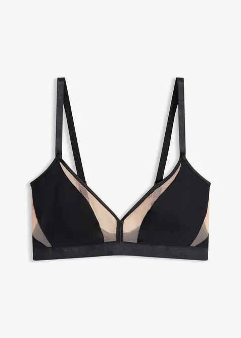Bralette ohne B&uuml;gel mit transparenten Eins&auml;tzen, bonprix