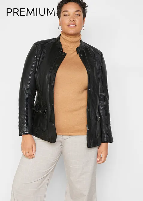 Veste en cuir nappa d&rsquo;agneau, bonprix