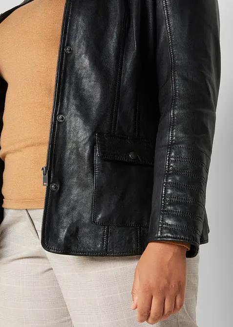 Veste en cuir nappa d&rsquo;agneau, bonprix