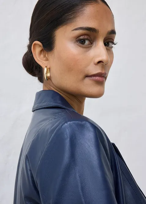 Manteau court en cuir d&rsquo;agneau nappa, bonprix