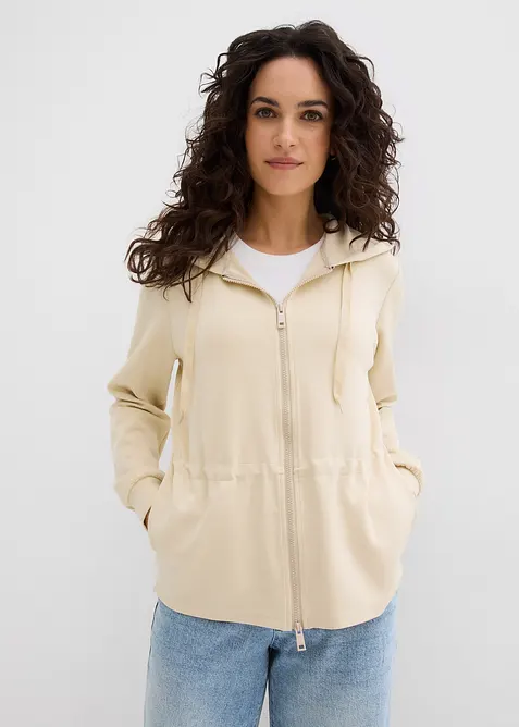 Kapuzen-Sweatjacke mit Elastik, bonprix