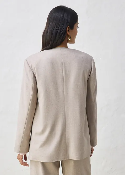 Kragenloser Blazer aus weichem Woll-Mix, bonprix