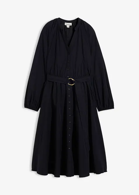 Hemdblusenkleid mit G&uuml;rtel aus Seiden-Anteil, bonprix