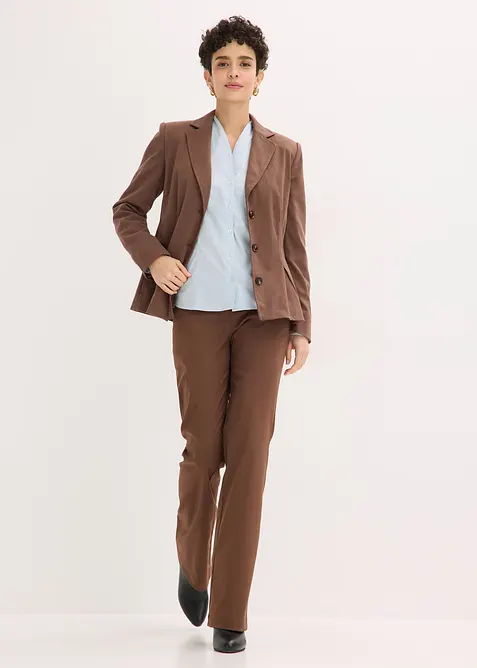 Popeline Stretchbluse mit Kelchkragen und leichter Transparenz, bonprix