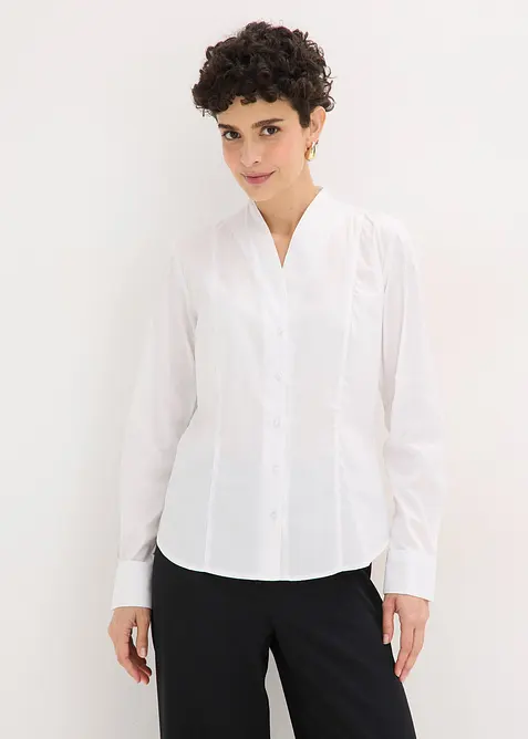 Chemisier en popeline &agrave; col montant, bonprix