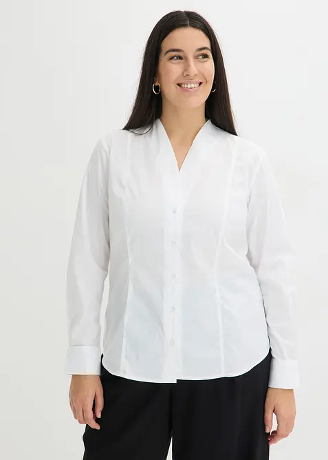 Chemisier en popeline &agrave; col montant, bonprix