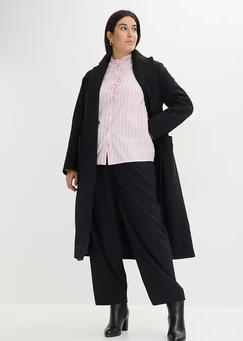 Popelinebluse mit R&uuml;schenkragen, bonprix