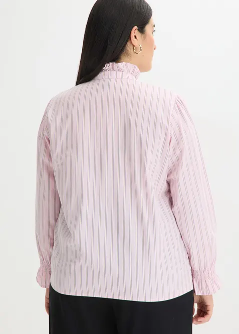 Popelinebluse mit R&uuml;schenkragen, bonprix