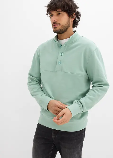 Sweatshirt mit Knopfleiste aus reiner Bio-Baumwolle, bonprix