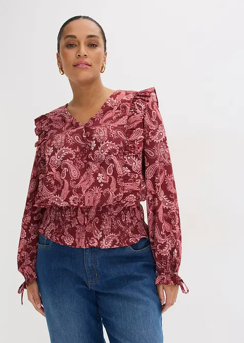 Blouse &agrave; volants et smocks, bonprix