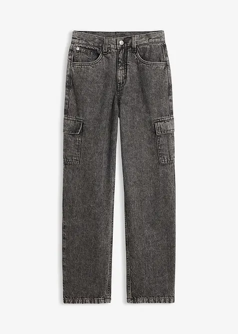 Jean cargo loose &agrave; taille r&eacute;glable, droit, bonprix