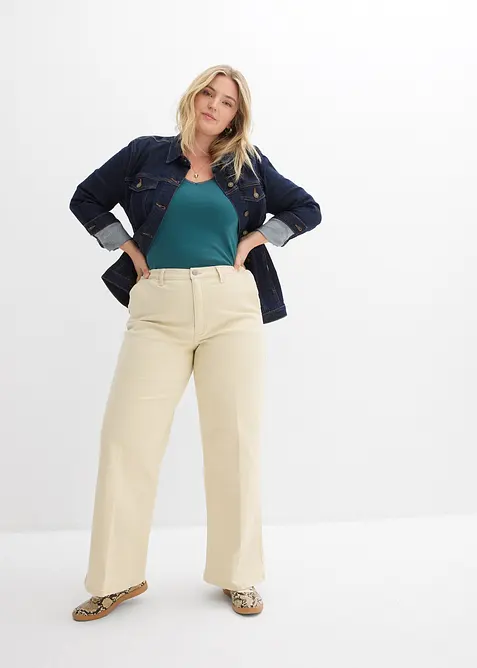 Pantalon en twill taille haute, bonprix