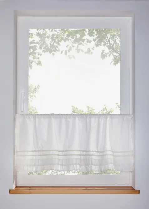 Bio Baumwoll Scheibengardine mit R&uuml;schen, bonprix