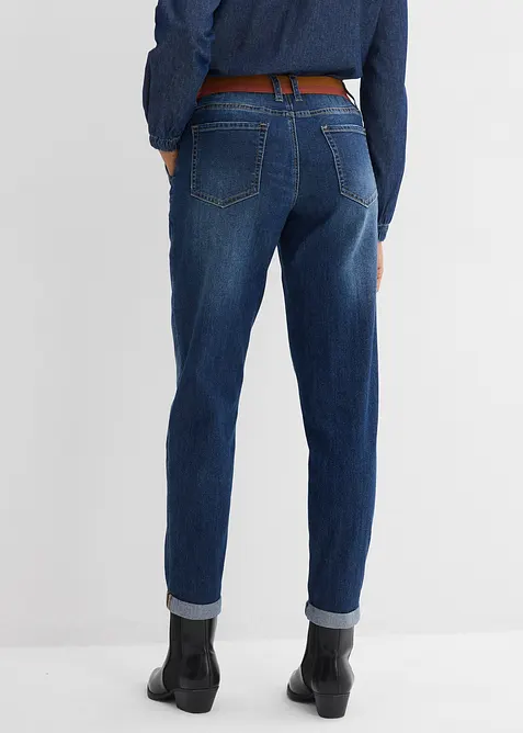 Jean boyfriend taille mi-haute et &eacute;lastiqu&eacute;e, bonprix