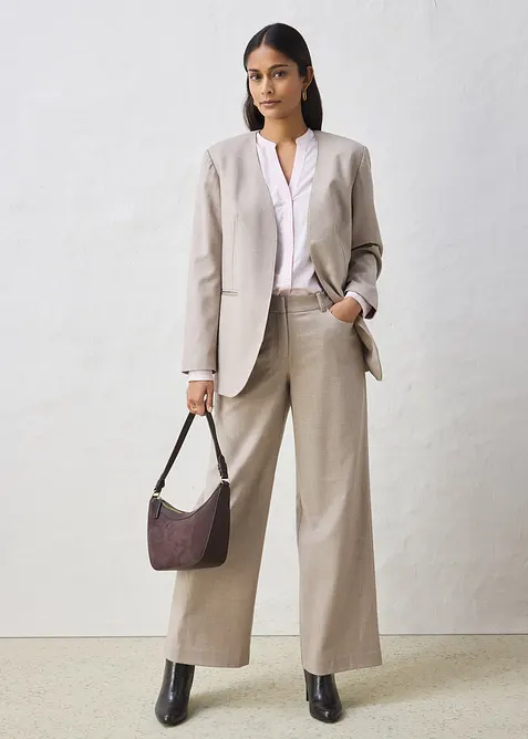 Kragenloser Blazer aus weichem Woll-Mix, bonprix