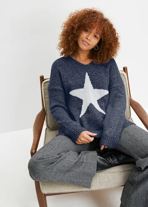 Pull motif &eacute;toile, bonprix