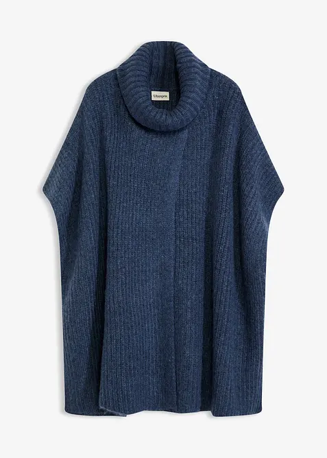 Pull poncho en laine m&eacute;lang&eacute;e, bonprix