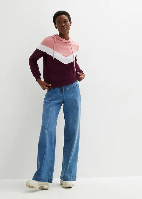 Kapuzensweatshirt mit gro&szlig;em Kragen, bonprix